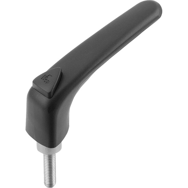 Adjustable Handle Ergonomic Size:3 M08X60 Plastic, Black Ral9011, Comp:Stainless, Comp:Black Ral7021